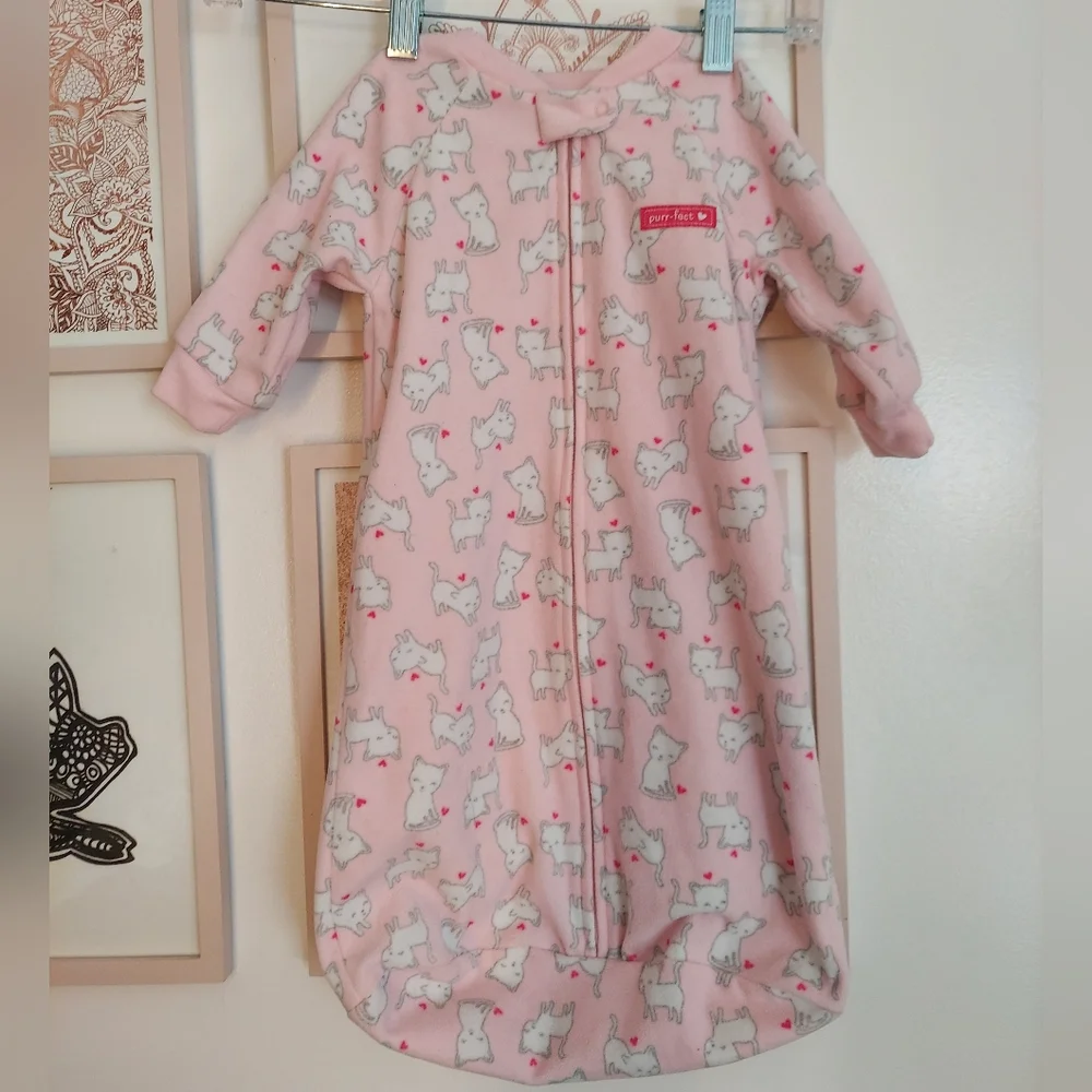 🎁 10/$25- Sleep Sack, 0-9 months,  pink cat print